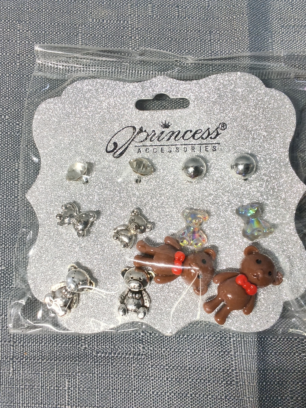 Kids Brown Bear Earring Set - 6 Pairs